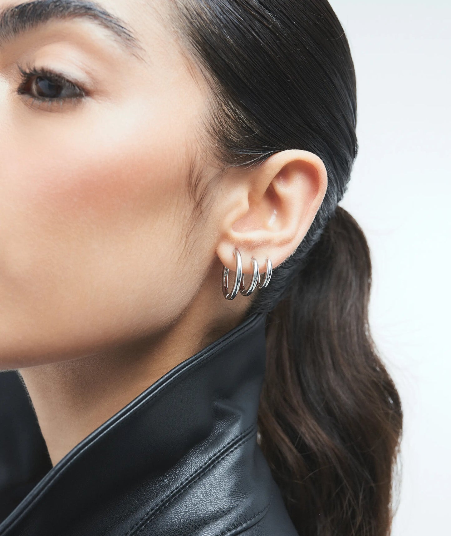 Triple Hoops Silver Set