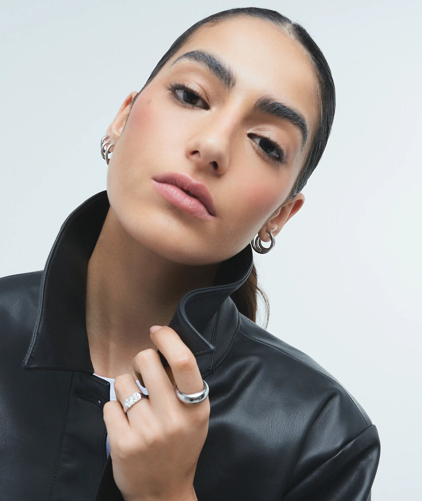 Triple Hoops Silver Set