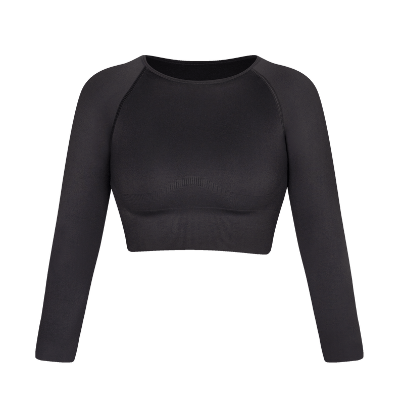 Light Support Long Sleeve Black Bra