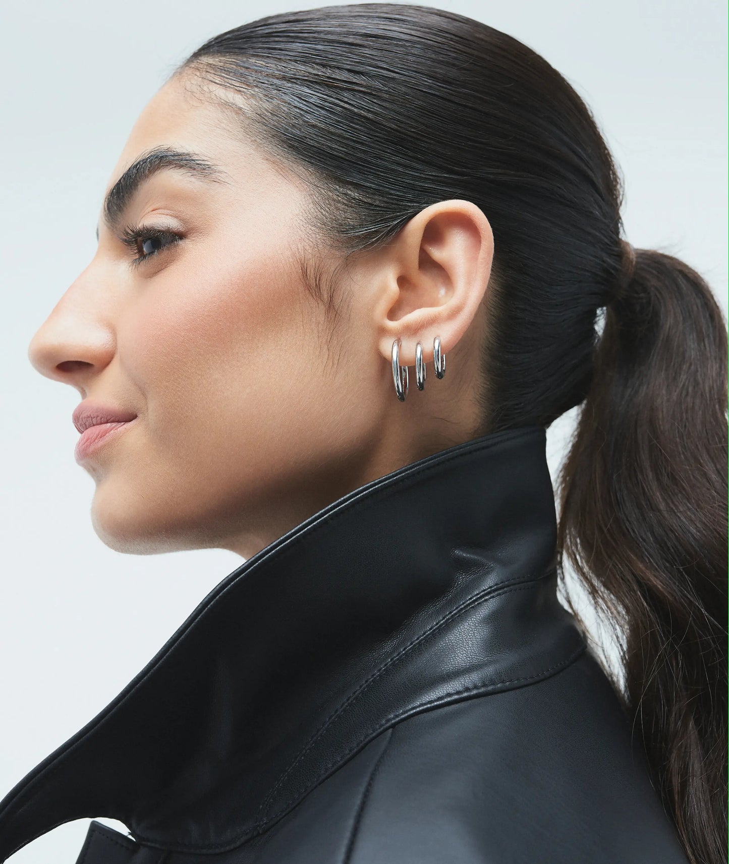 Triple Hoops Silver Set